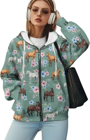 WELLFLYHOM Oversize Hoodies for Women Y2K Vintage Sweatshirt Zip Up Jackets Long Sleeve Cardigan Sweater Shirts