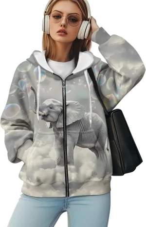 WELLFLYHOM Oversize Hoodies for Women Y2K Vintage Sweatshirt Zip Up Jackets Long Sleeve Cardigan Sweater Shirts