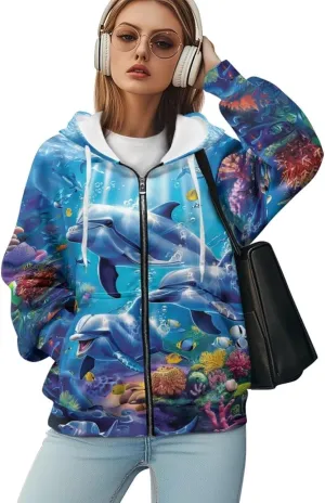 WELLFLYHOM Oversize Hoodies for Women Y2K Vintage Sweatshirt Zip Up Jackets Long Sleeve Cardigan Sweater Shirts