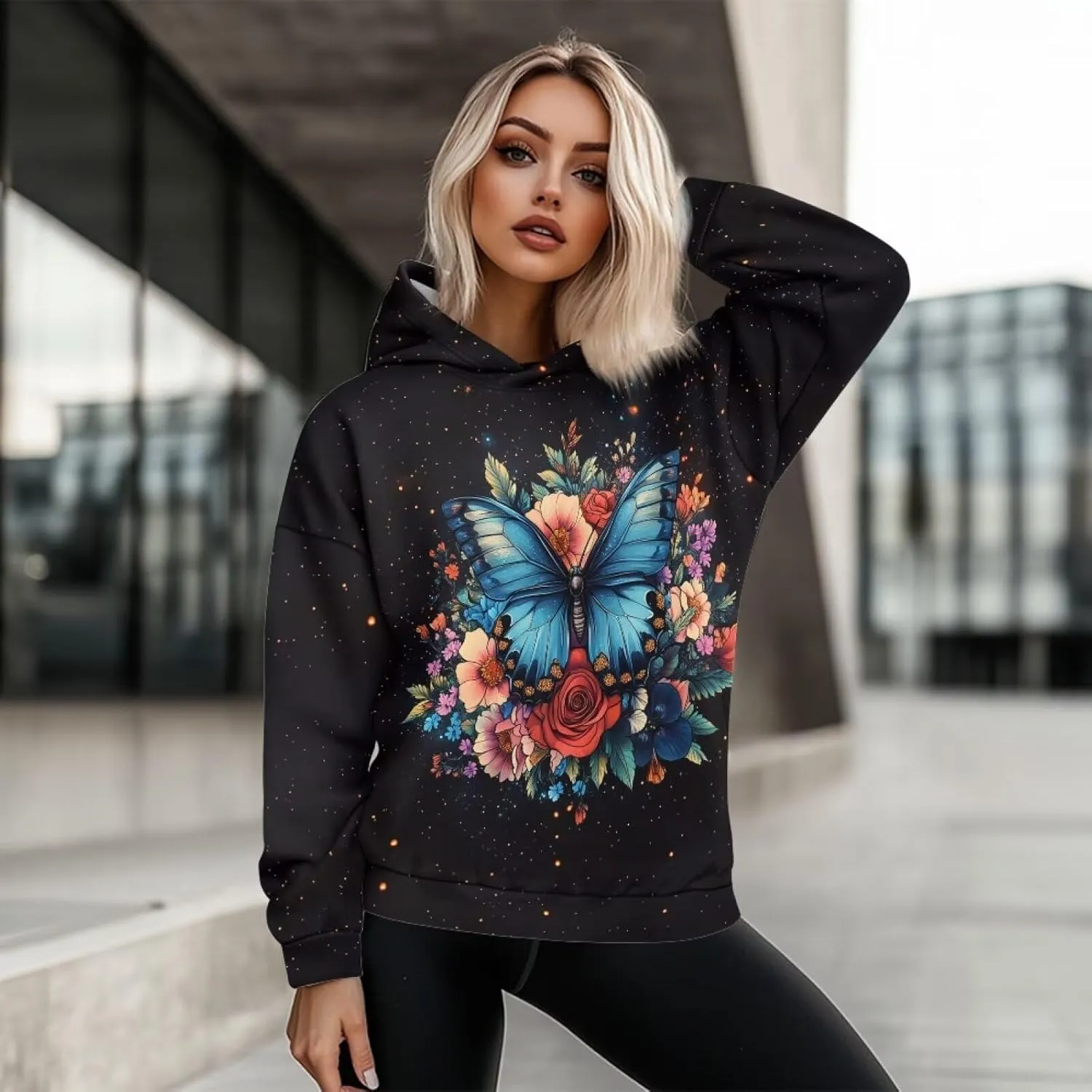WELLFLYHOM Oversize Sweatshirt Fashion Hoodies for Women Fall Outfits Long Sleeve Shirts Pullover Jacket S-2XL