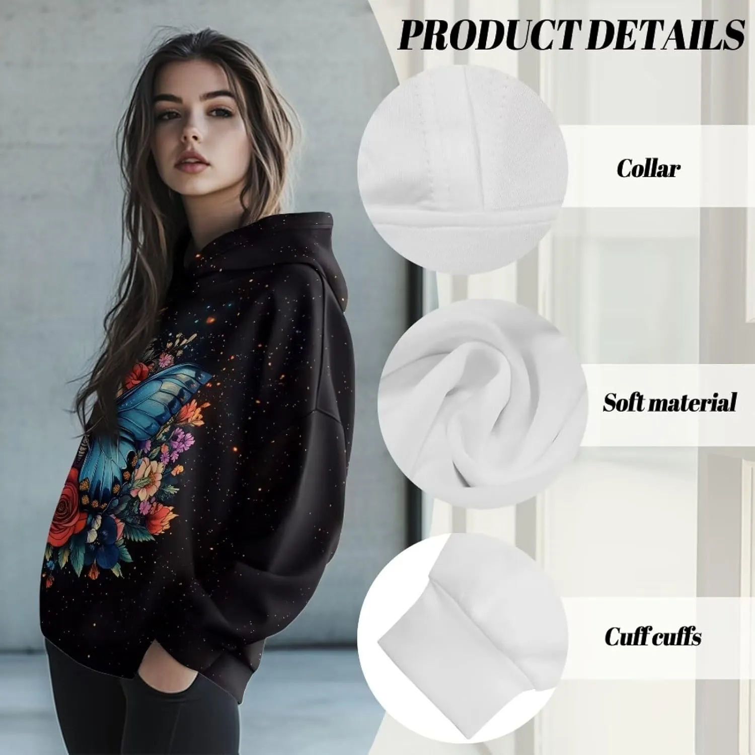 WELLFLYHOM Oversize Sweatshirt Fashion Hoodies for Women Fall Outfits Long Sleeve Shirts Pullover Jacket S-2XL