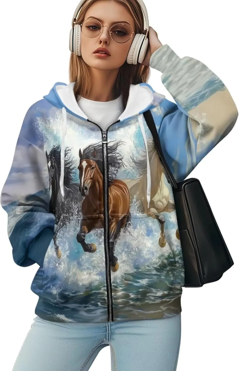 WELLFLYHOM Oversize Sweatshirt Womens Fashion Zip Up Hoodies Vintage Y2K Cardigan Jacket Hooded Sweater Shirts XS-4XL