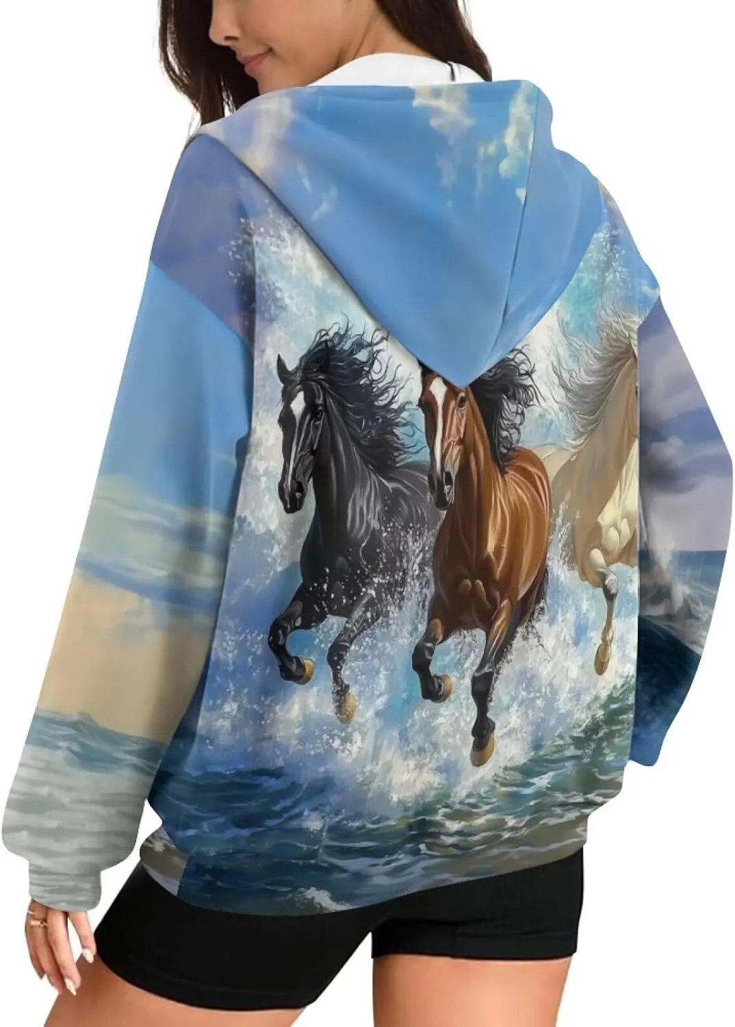 WELLFLYHOM Oversize Sweatshirt Womens Fashion Zip Up Hoodies Vintage Y2K Cardigan Jacket Hooded Sweater Shirts XS-4XL