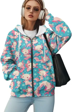 WELLFLYHOM Oversize Sweatshirt Womens Fashion Zip Up Hoodies Vintage Y2K Cardigan Jacket Hooded Sweater Shirts XS-4XL