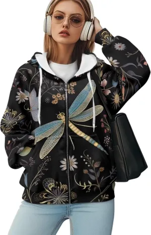 WELLFLYHOM Y2K Jacket Zip Up Hoodie for Women Vintage Oversize Sweatshirt Long Sleeve Hooded Cardigan Sweater Shirts