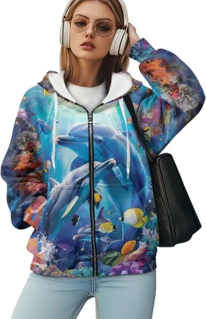 WELLFLYHOM Y2K Jacket Zip Up Hoodie for Women Vintage Oversize Sweatshirt Long Sleeve Hooded Cardigan Sweater Shirts