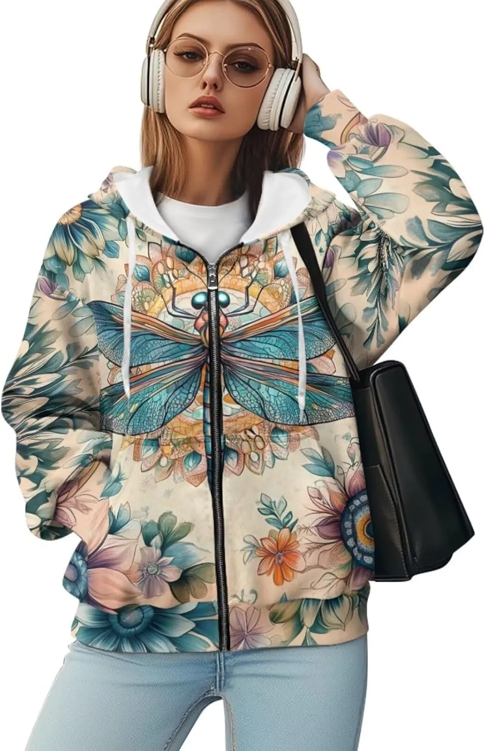 WELLFLYHOM Zip Up Hoodie for Women Vintage Y2K Sweatshirt Graphic Hooded Cardigan Jacket Fall Outfits XS-4XL