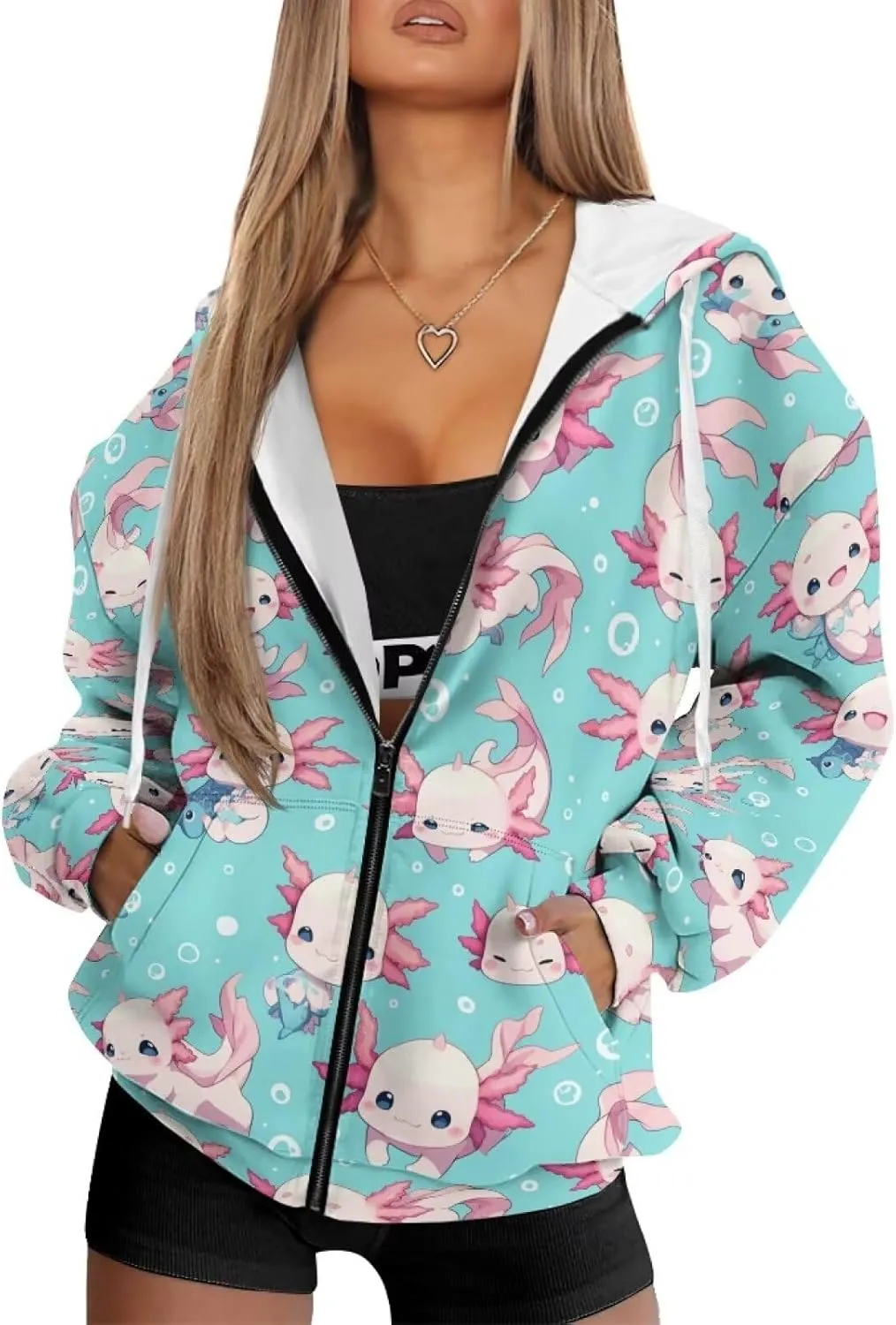 WELLFLYHOM Zip Up Hoodie for Women Vintage Y2K Sweatshirt Graphic Hooded Cardigan Jacket Fall Outfits XS-4XL
