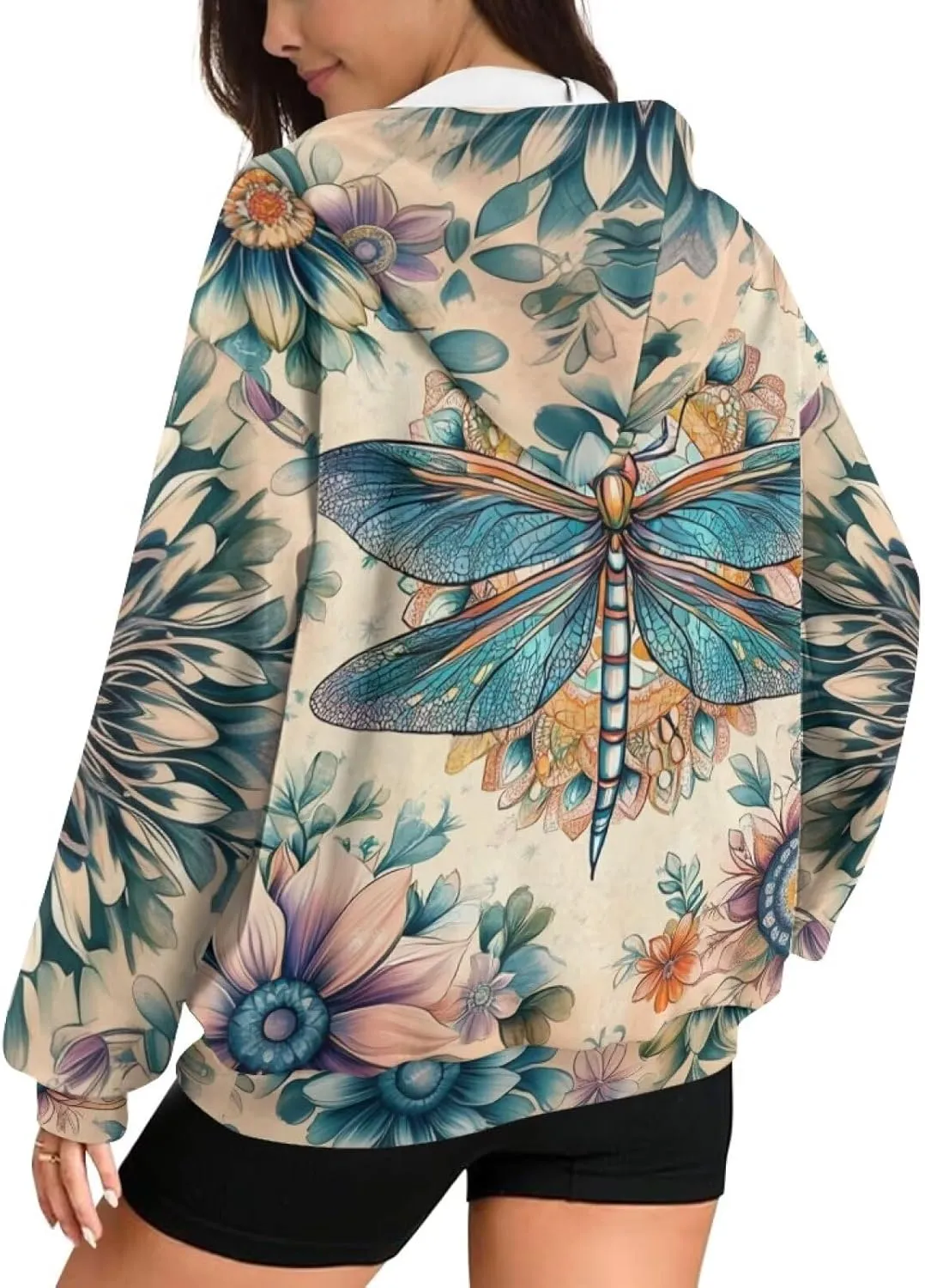 WELLFLYHOM Zip Up Hoodie for Women Vintage Y2K Sweatshirt Graphic Hooded Cardigan Jacket Fall Outfits XS-4XL