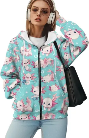 WELLFLYHOM Zip Up Hoodie for Women Vintage Y2K Sweatshirt Graphic Hooded Cardigan Jacket Fall Outfits XS-4XL