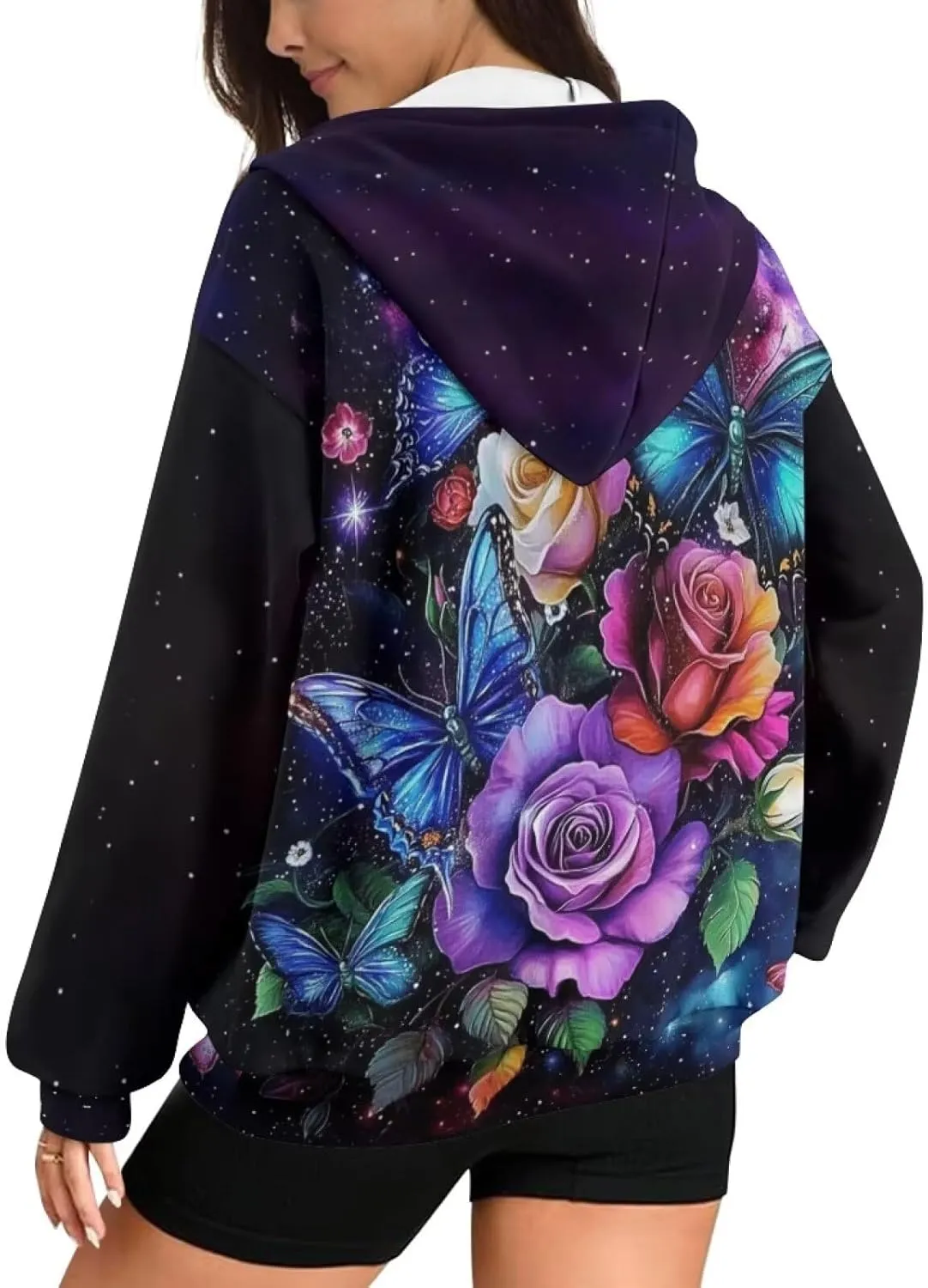 WELLFLYHOM Zip Up Hoodie for Women Vintage Y2K Sweatshirt Graphic Hooded Cardigan Jacket Fall Outfits XS-4XL