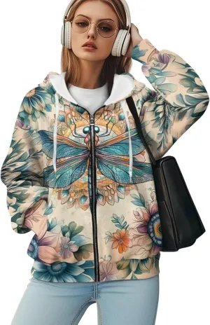 WELLFLYHOM Zip Up Hoodie for Women Vintage Y2K Sweatshirt Graphic Hooded Cardigan Jacket Fall Outfits XS-4XL