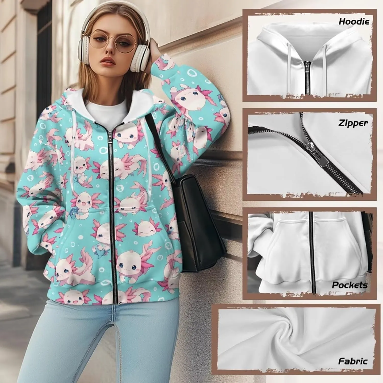WELLFLYHOM Zip Up Hoodie for Women Vintage Y2K Sweatshirt Graphic Hooded Cardigan Jacket Fall Outfits XS-4XL