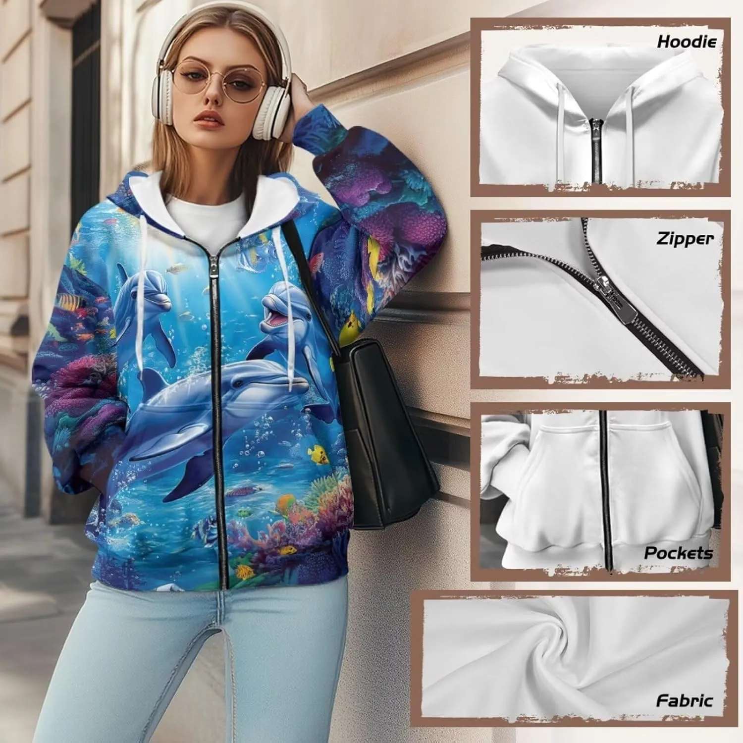 WELLFLYHOM Zip Up Hoodies for Women Oversize Y2K Sweatshirt Zipper Cardigan Jacket Fall Outfits XS-4XL