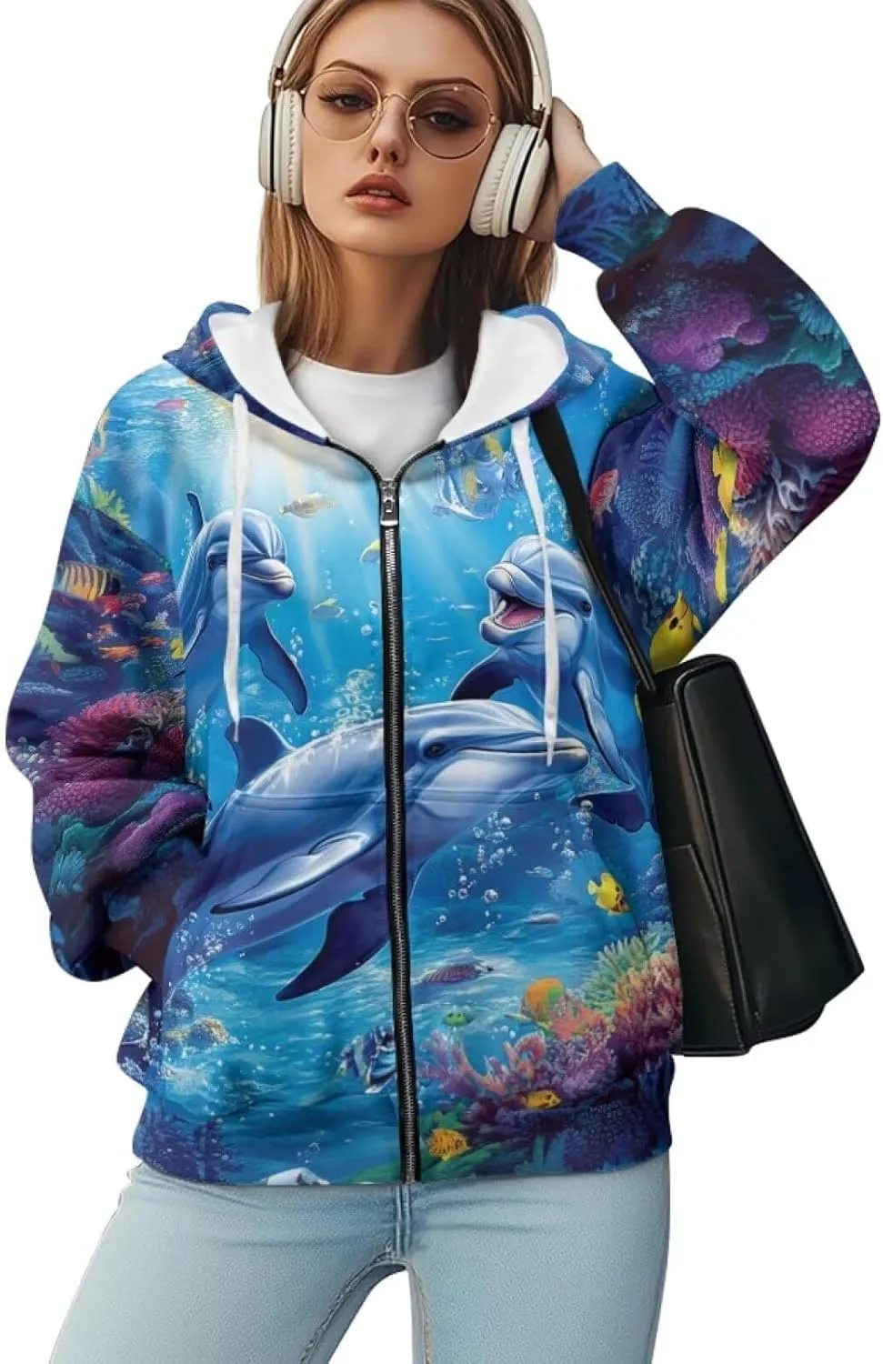 WELLFLYHOM Zip Up Hoodies for Women Oversize Y2K Sweatshirt Zipper Cardigan Jacket Fall Outfits XS-4XL