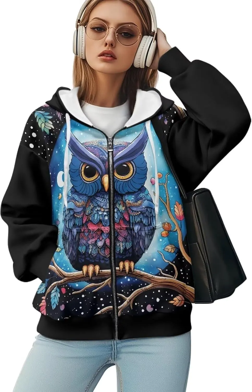 WELLFLYHOM Zip Up Hoodies for Women Oversize Y2K Sweatshirt Zipper Cardigan Jacket Fall Outfits XS-4XL