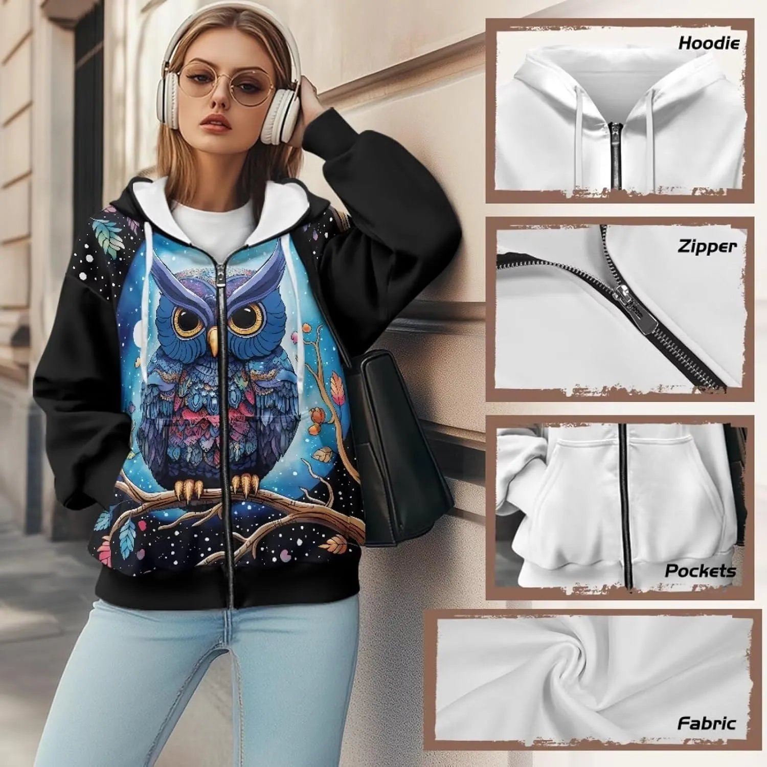 WELLFLYHOM Zip Up Hoodies for Women Oversize Y2K Sweatshirt Zipper Cardigan Jacket Fall Outfits XS-4XL
