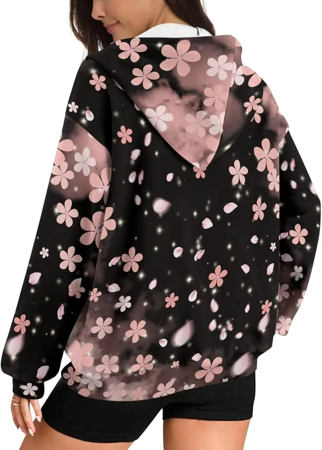 WELLFLYHOM Zip Up Hoodies for Women Oversize Y2K Sweatshirt Zipper Cardigan Jacket Fall Outfits XS-4XL