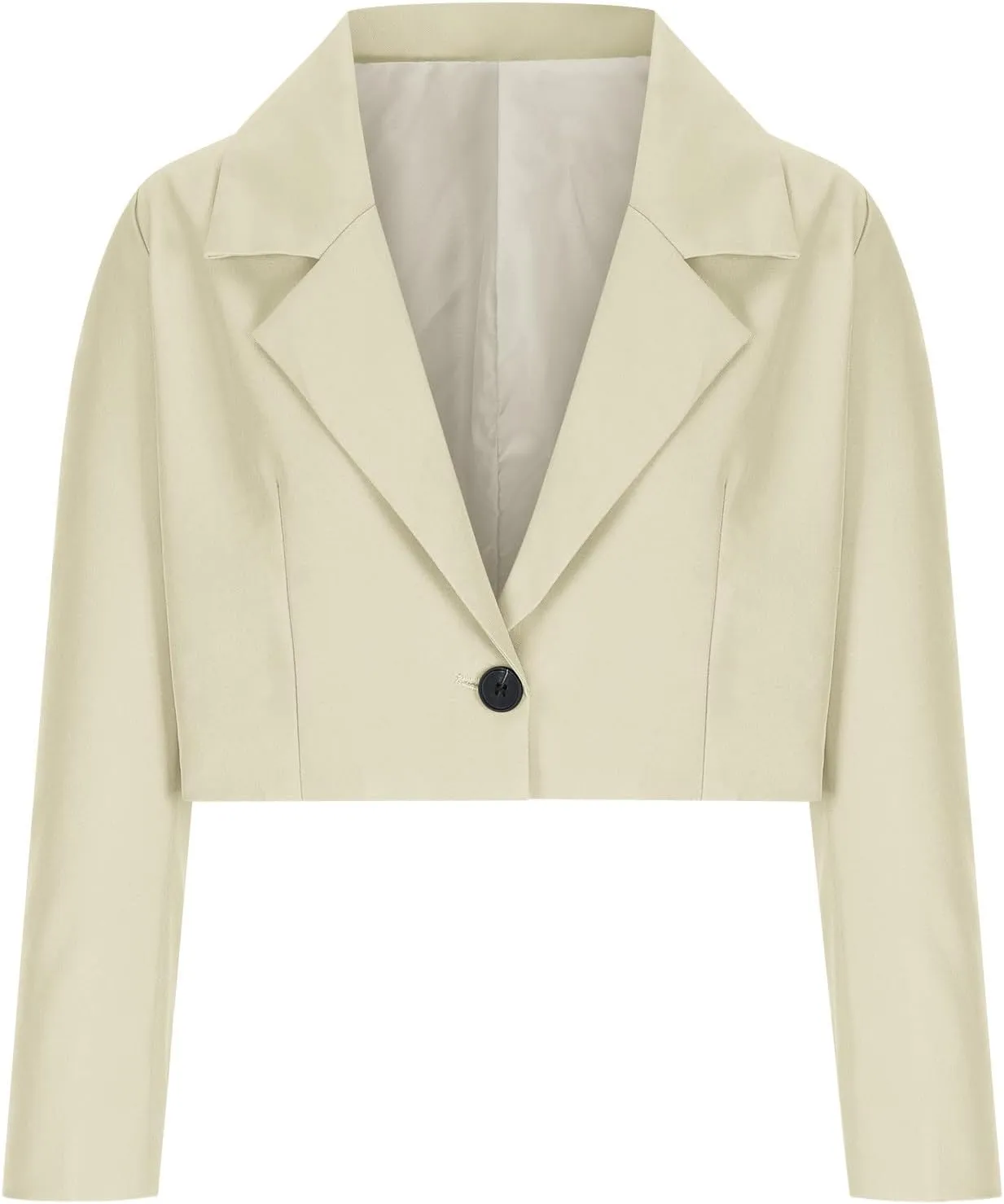 Wkishenl Women Cropped Blazers Fashion Business Long Sleeve Jackets Casual Nocth Lapel Open Front Blazer Solid Work Suits