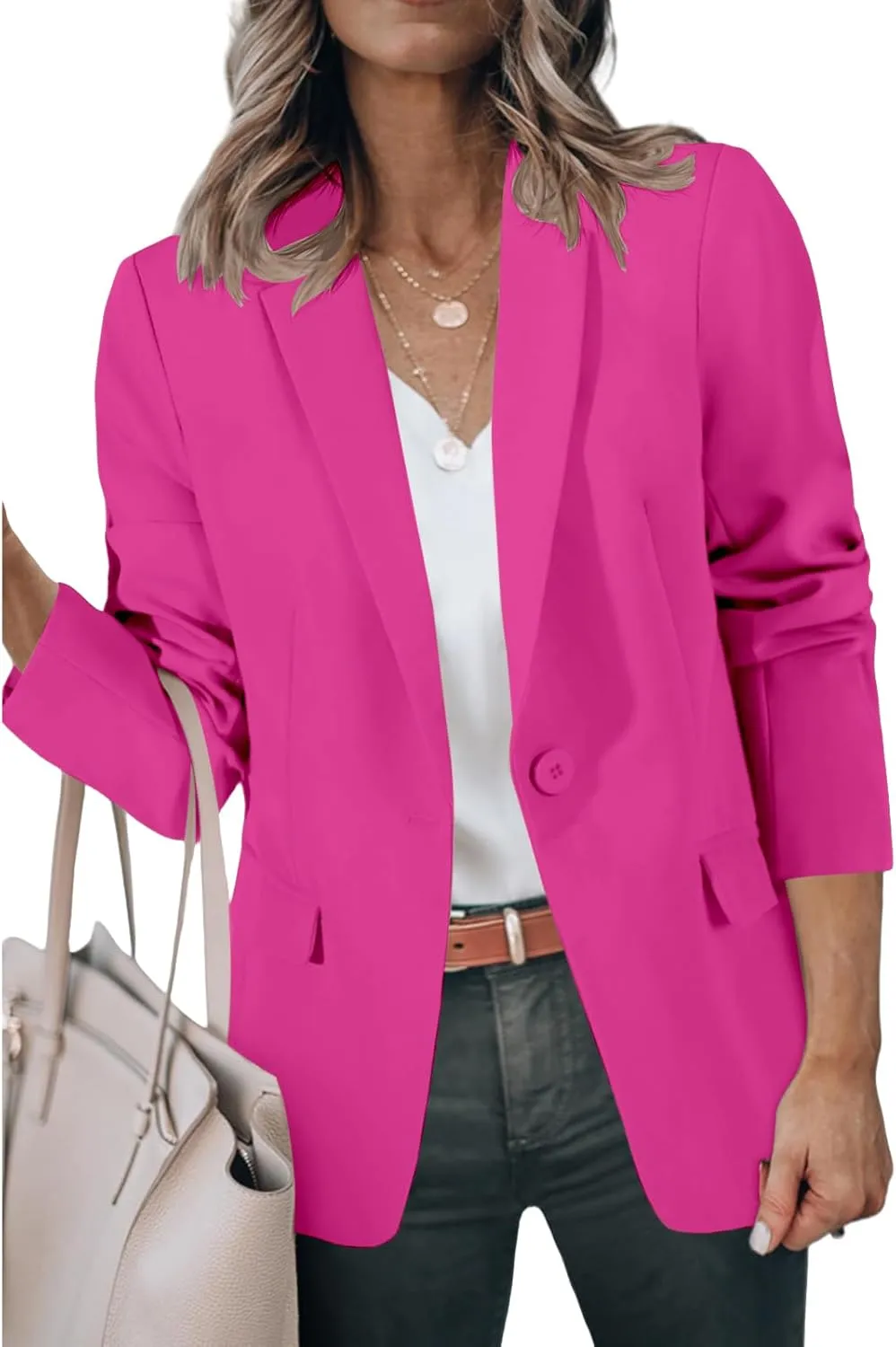 Women Blazers for Work Casual Open Front Long Sleeve Work Office Suit Jackets Lightweight Formal Business Blazer Coat