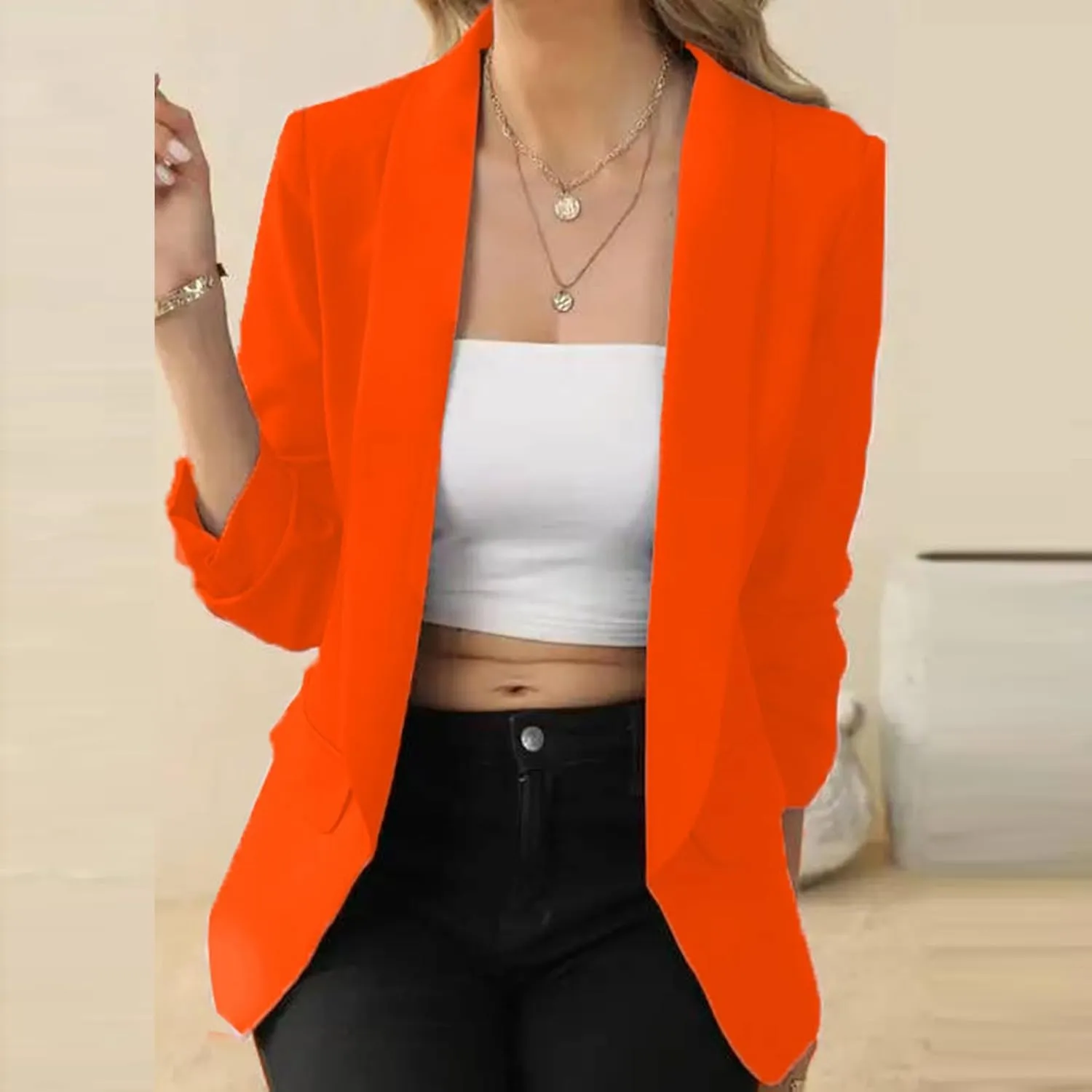 Women Business Casual Blazer Jacket Shawl Collar Long Sleeve Blazers Coat Slim Fit Work Office Outerwear Suit Jacket