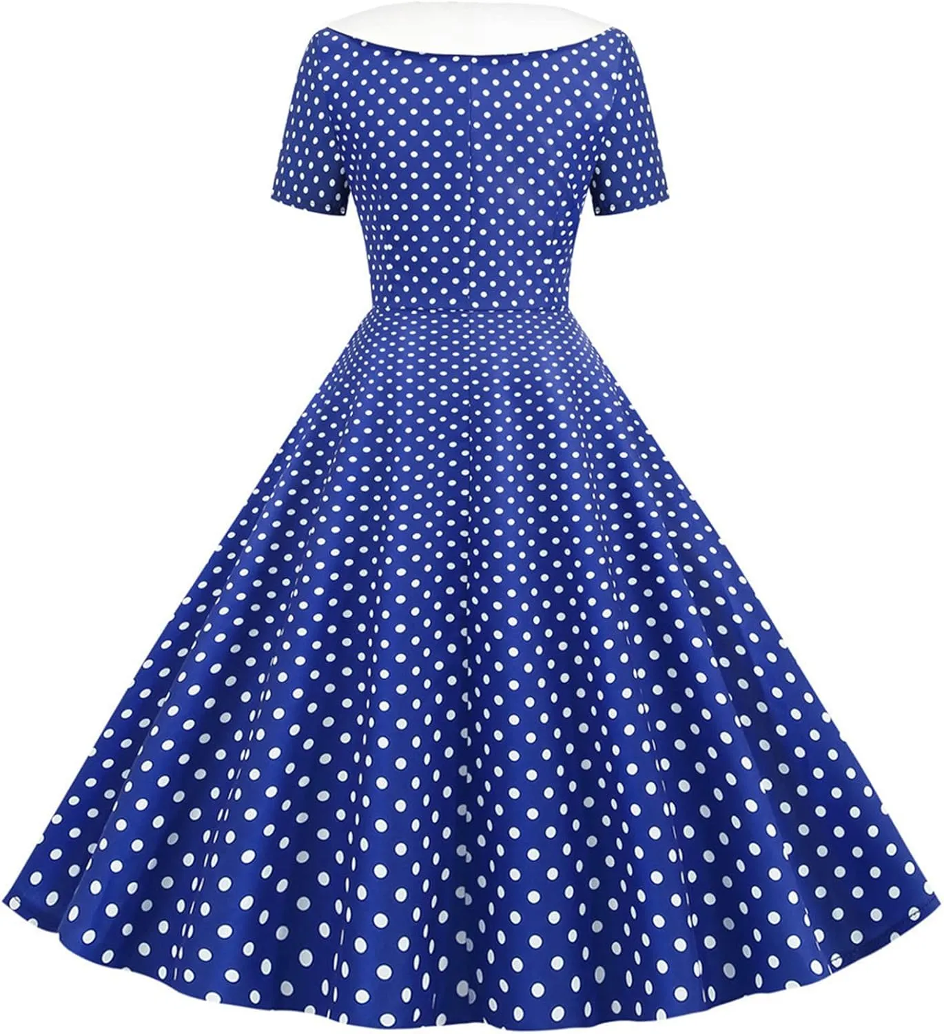 Women Double Breasted Notch Lapel 50s Vintage Short Sleeve Cocktail Swing Dress Polka Dot 1950s Prom Midi Dress