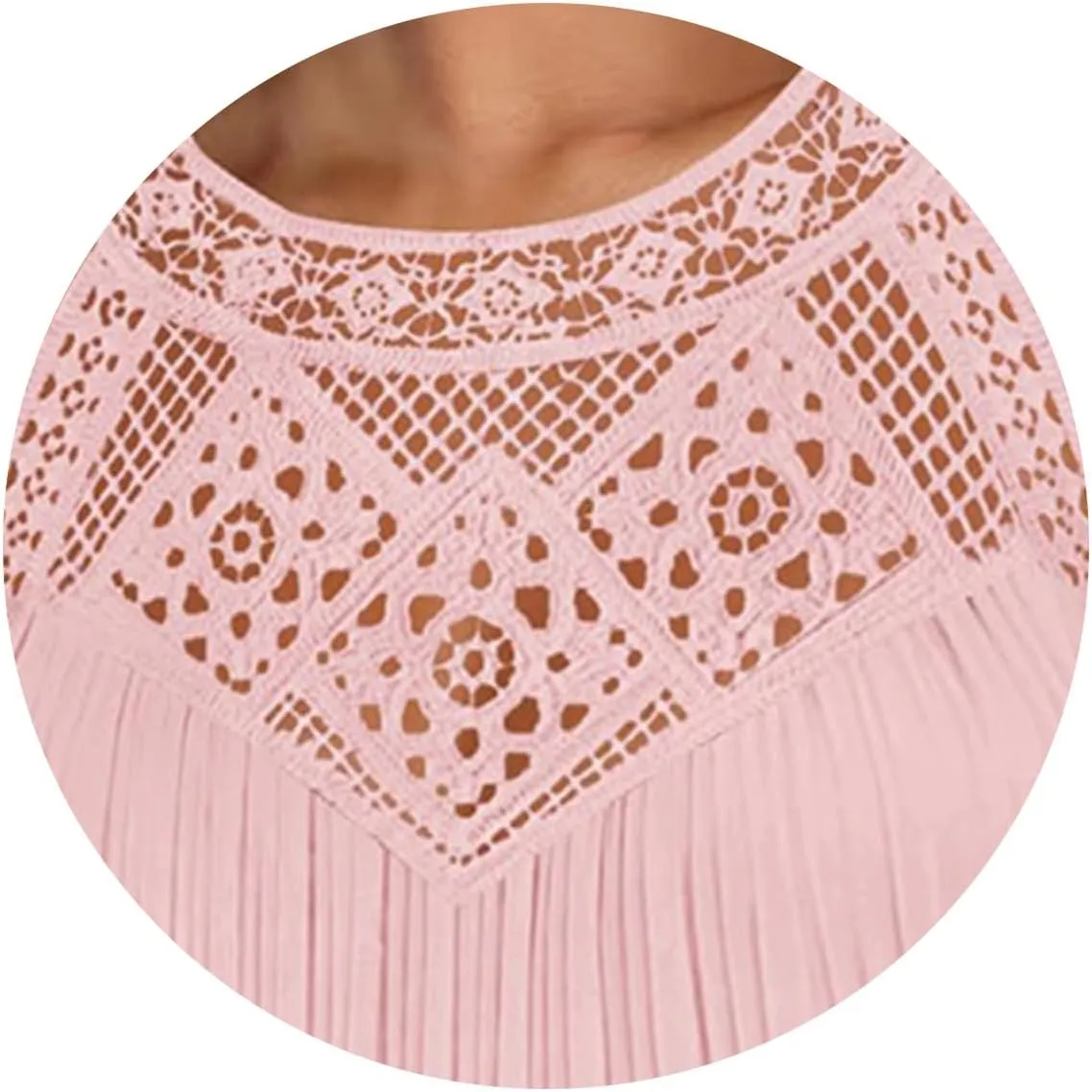 Women's 2025 Lace Hollow Out Halter Mini Dresses Casual Sleeveless Flowy Ruffle Beach Vacation A line Dress