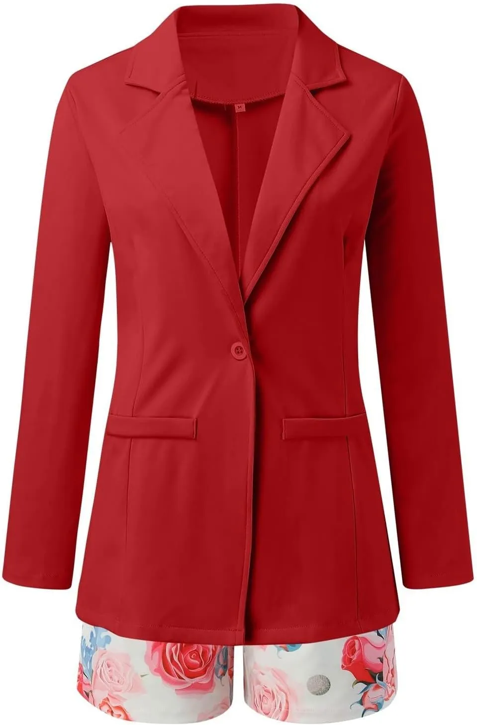 Womens 3 Piece Blazer Set Ladies Formal Office Work Business Blazer Open Front Cardigan Coat Floral Print Shorts Suits
