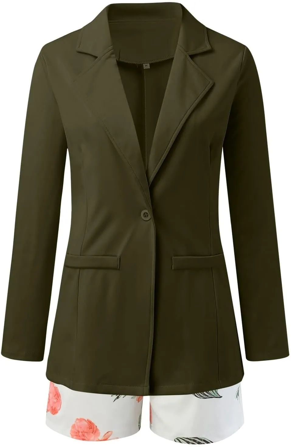Womens 3 Piece Blazer Set Ladies Formal Office Work Business Blazer Open Front Cardigan Coat Floral Print Shorts Suits