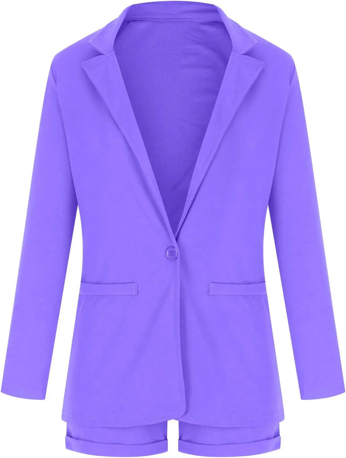 Women's Blazer Shorts Suit - Long Sleeves 2-Piece Set for Smart Office Formal Business Outfit