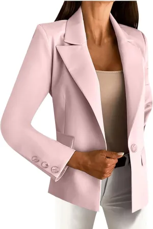 Womens Blazers for Work Casual Business Suit Jacket Notch Lapel Jacket Long Sleeve Open Front Blazer Office Jackets