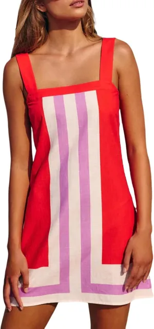 Womens Boho Mini Dress Summer Floral Square Neck Strap Sleeveless Dresses Casual Color Block Vacation Short Sundress