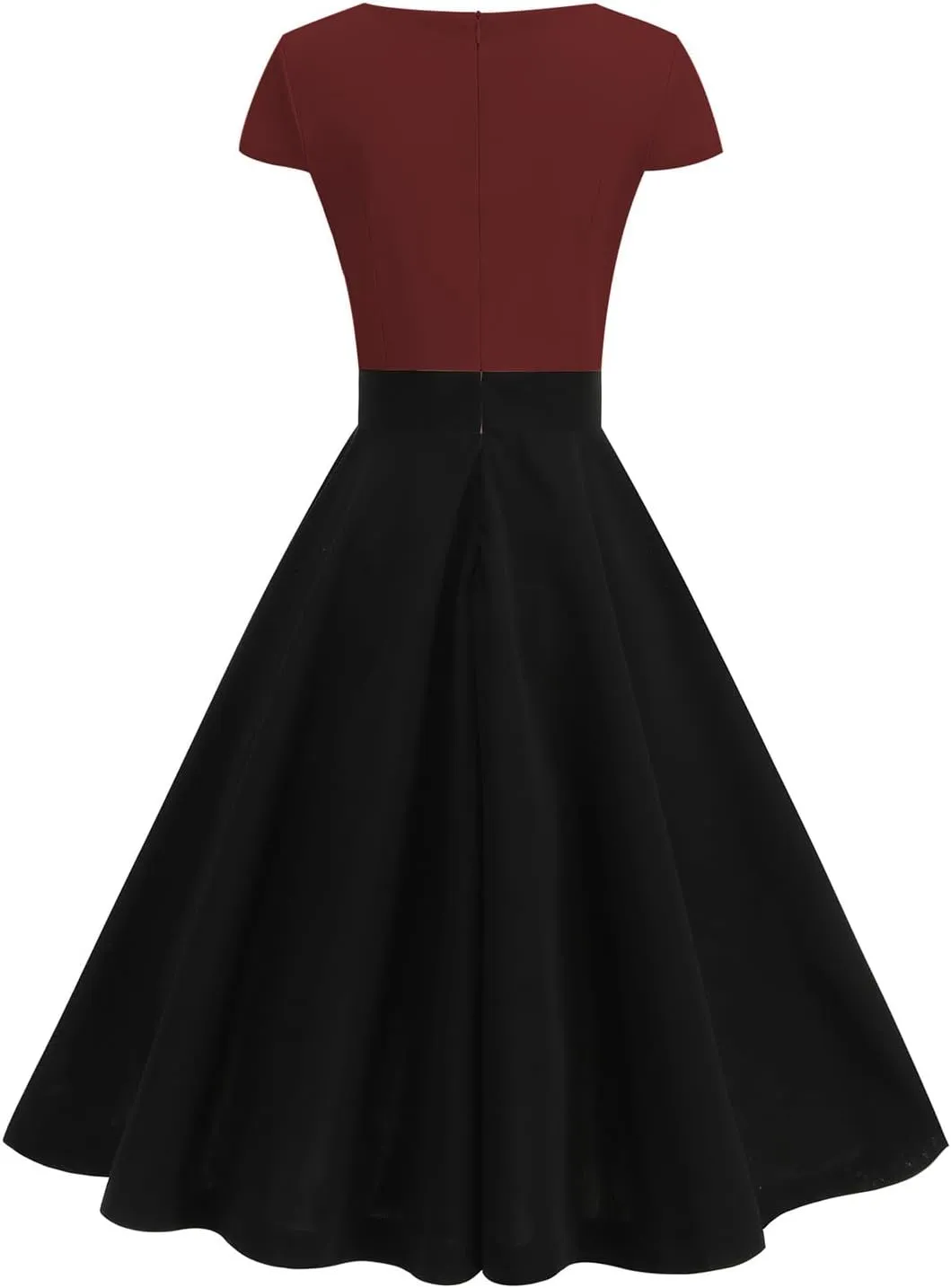 Women's Cap Sleeve Swing A Line Vintage 1950s Cocktail Dress Retro Midi Pleated Dresses 60s Elegant Evening Prom Gowns