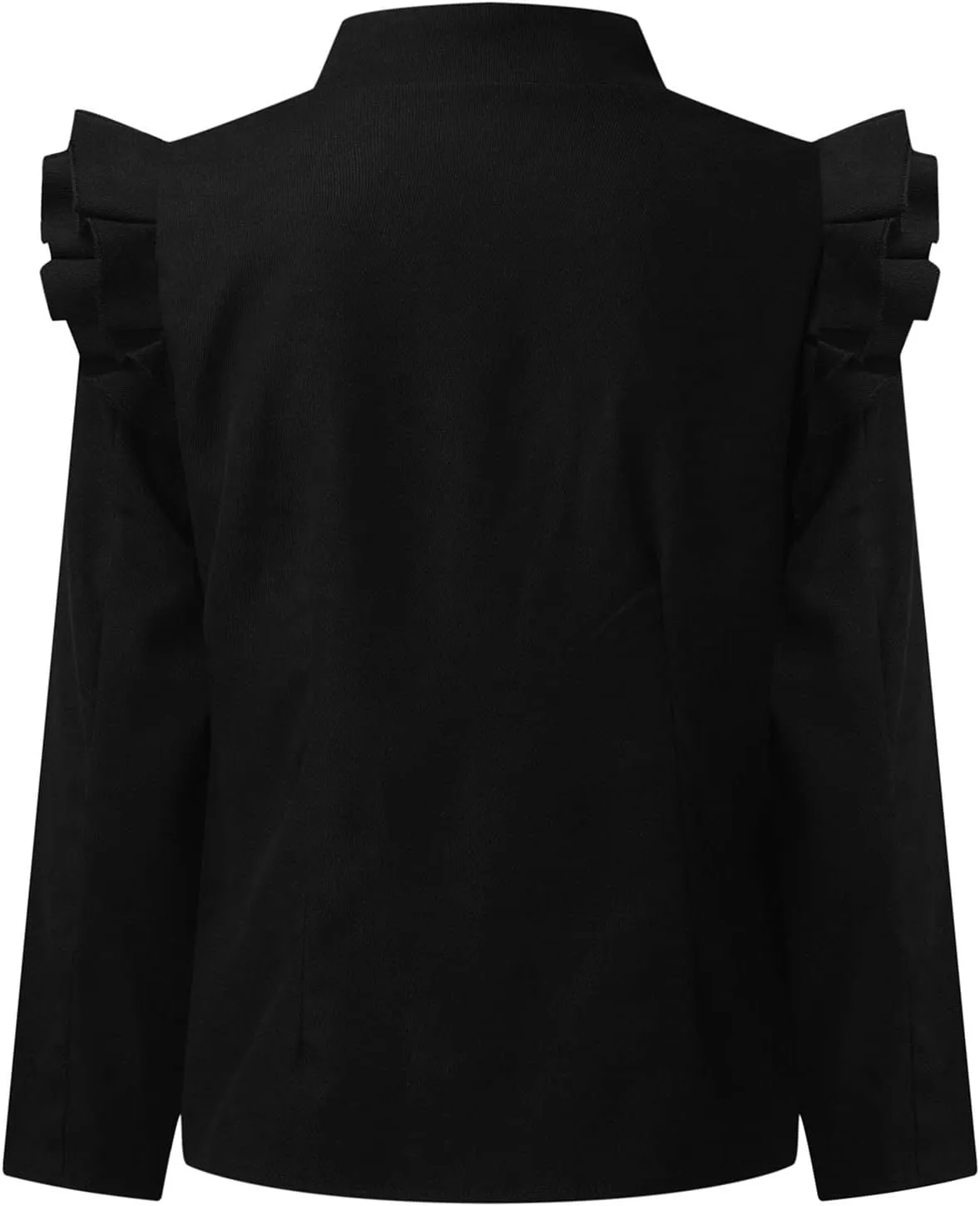 Womens Casual Blazers Fashion Print Ruffle Long Sleeve Open Front Work Office Blazer Bussiness Jackets with Pockets