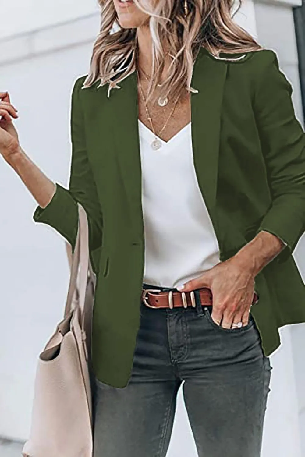 Womens Casual Blazers Open Front Long Sleeve Work Office Jackets Blazer Suit Jacket Button Lightweight Cardigans