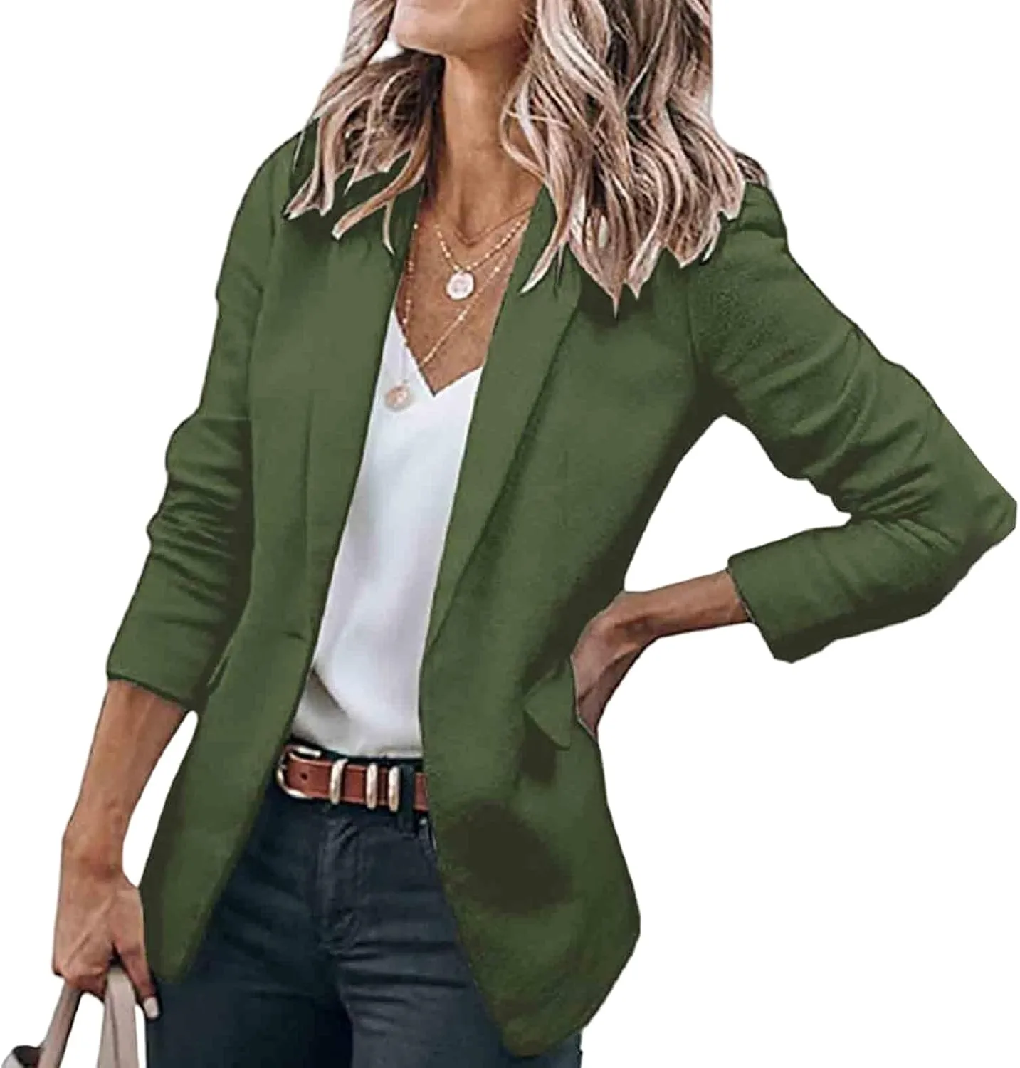 Womens Casual Blazers Open Front Long Sleeve Work Office Jackets Blazer Suit Jacket Button Lightweight Cardigans