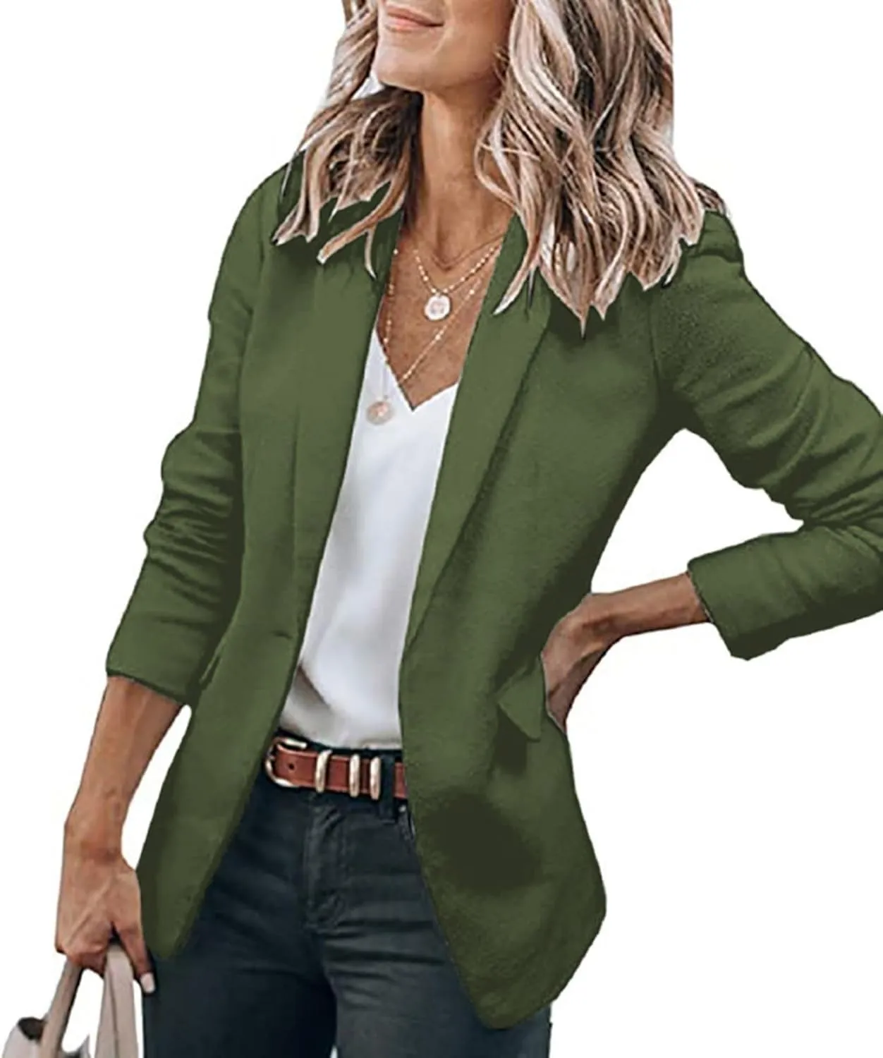 Womens Casual Blazers Open Front Long Sleeve Work Office Jackets Blazer Suit Jacket Button Lightweight Cardigans