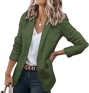 Womens Casual Blazers Open Front Long Sleeve Work Office Jackets Blazer Suit Jacket Button Lightweight Cardigans