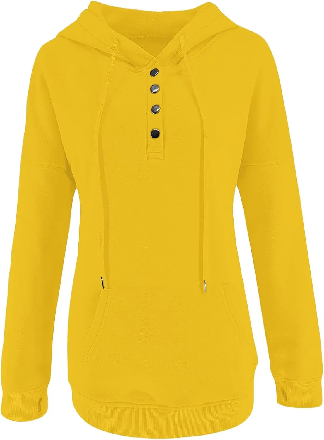 Womens Casual Button Down Hoodies Drawstring Long Sleeve Pullover Hooded Sweatshirt Fall Outfits Clothes Thumb Hole
