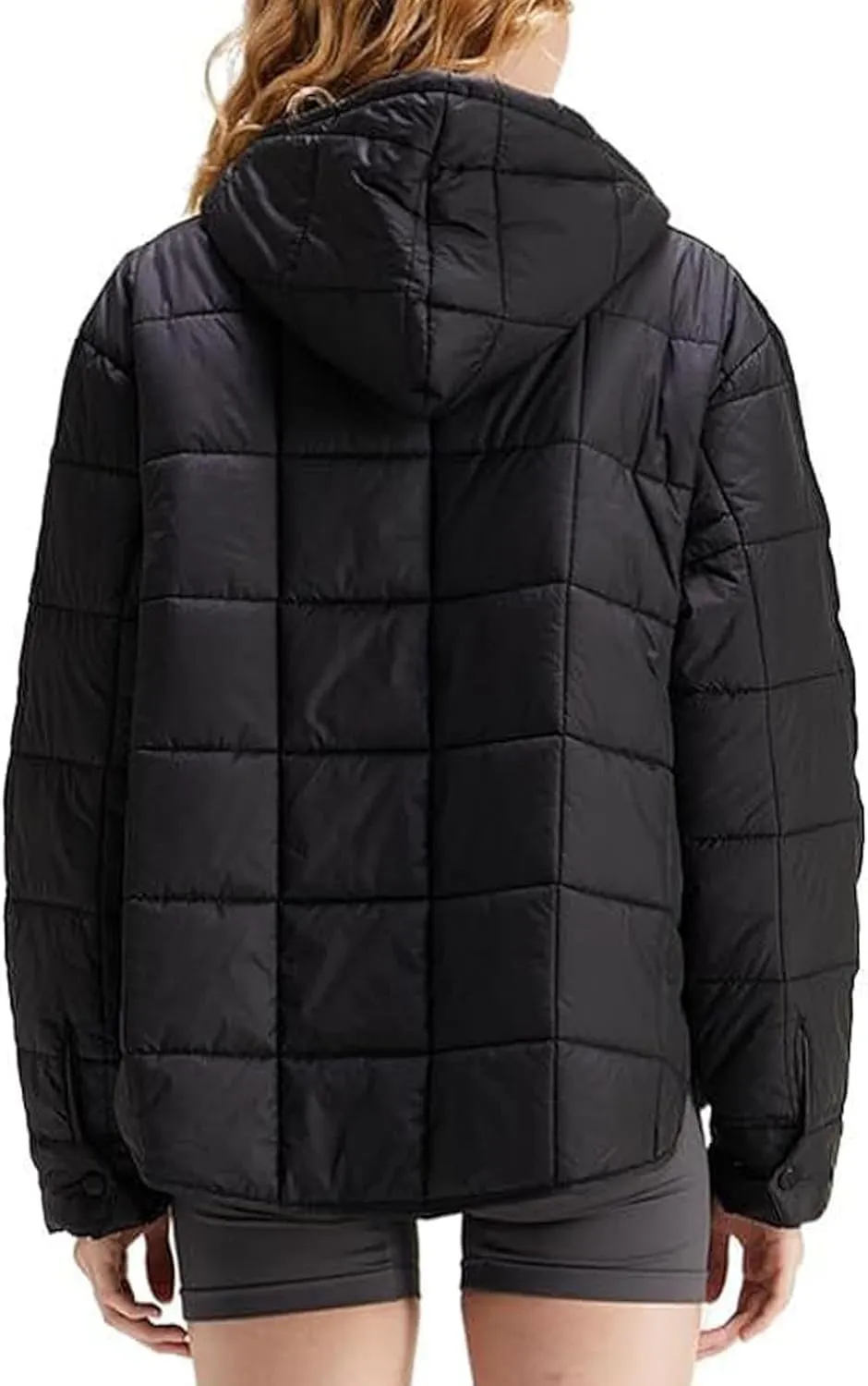 Womens Casual Oversized Puffer Jacket Quilted Dolman Hoodies Pullover Long Sleeve Lightweight Warm Winter Tops Coat