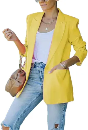 Women's Casual Slim Blazer Jackets Long Sleeve Lapel Button Work Office Open Front Professional Top Suit Jacket