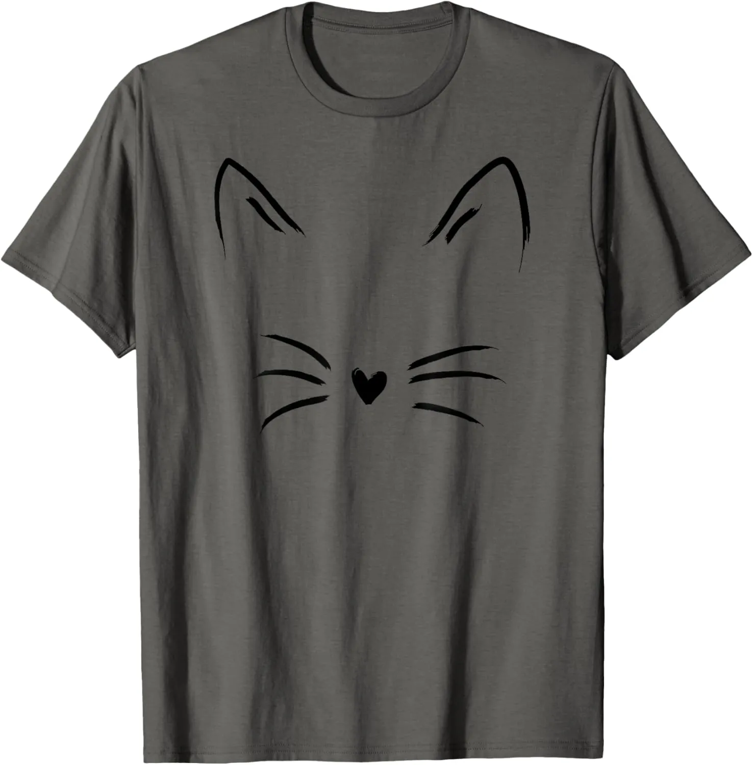 Women's Cat Face Whiskers Print Tee Kitty lover T-Shirt T-Shirt