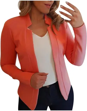 Women's Cropped Blazer Jacket Dressy Cardigan Lightweight Office Jacket Plus Size Open Front Suit Blazers Outerwear