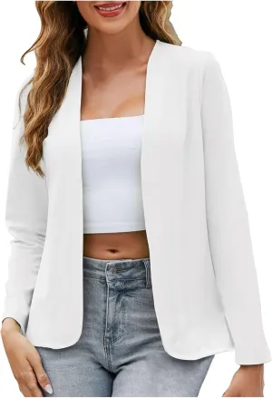 Women's Cropped Blazer Tops Casual Work Long Sleeve Jacket Lightweight Office Suit Coat Classy Trendy Cardigans
