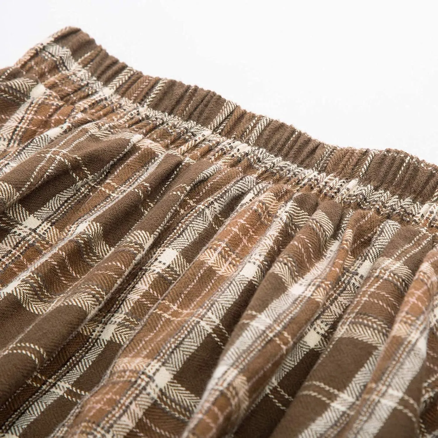Womens Fashion Casual Plaid Skirt Vintage A Line Skirts Vintage Athletic Skirt Plaid High Waist Plus Size Midi Pleated Skirt