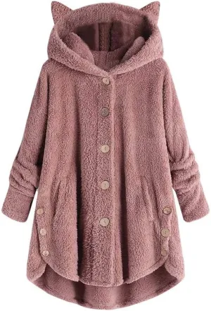 Womens Fleece Sherpa Hoodie Winter Warm Fuzzy Jacket Coats Outerwear with Pocket OverSize Pullover Hoodies