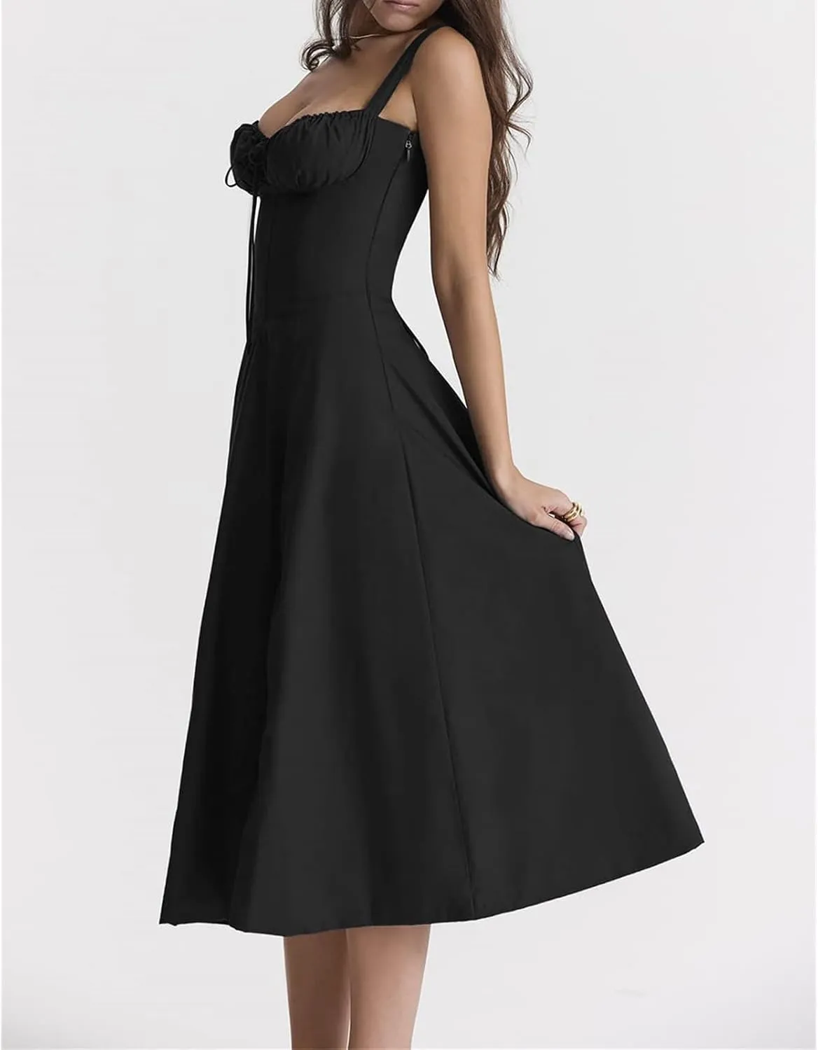 Womens Floral Corset Dress Sleeveless Formal Cocktail Dresses Boho Flowy Slit Going Out A Line Swing Sundress