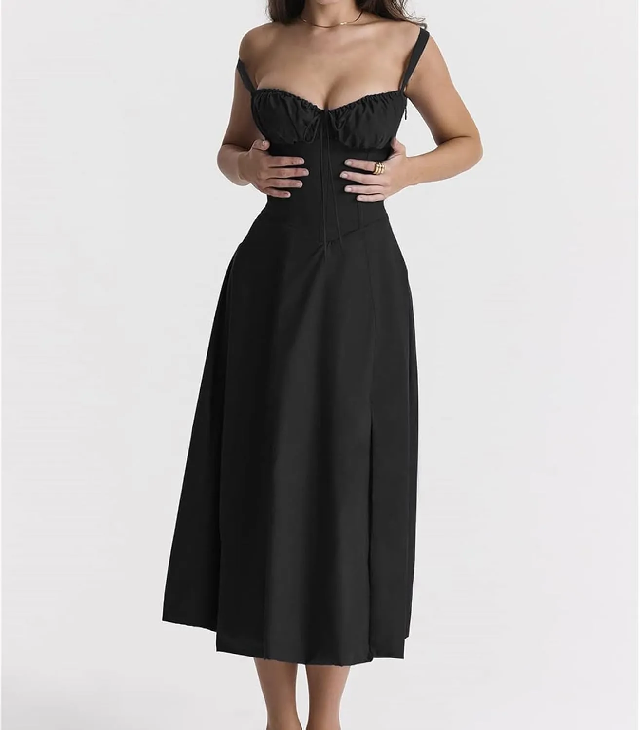 Womens Floral Corset Dress Sleeveless Formal Cocktail Dresses Boho Flowy Slit Going Out A Line Swing Sundress