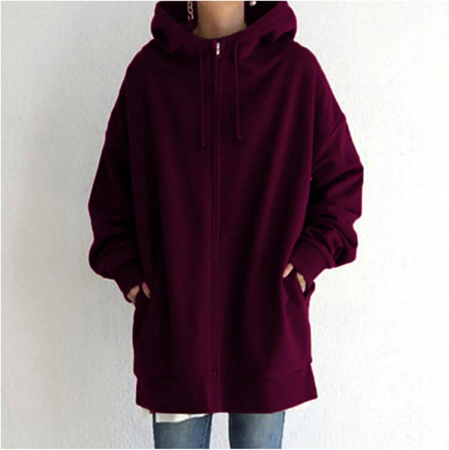 Womens Hoodies Fashion Sweatshirts Full Zip Up Winter Fleece Pullover Hoodies Fall Long Jackets with Pockets