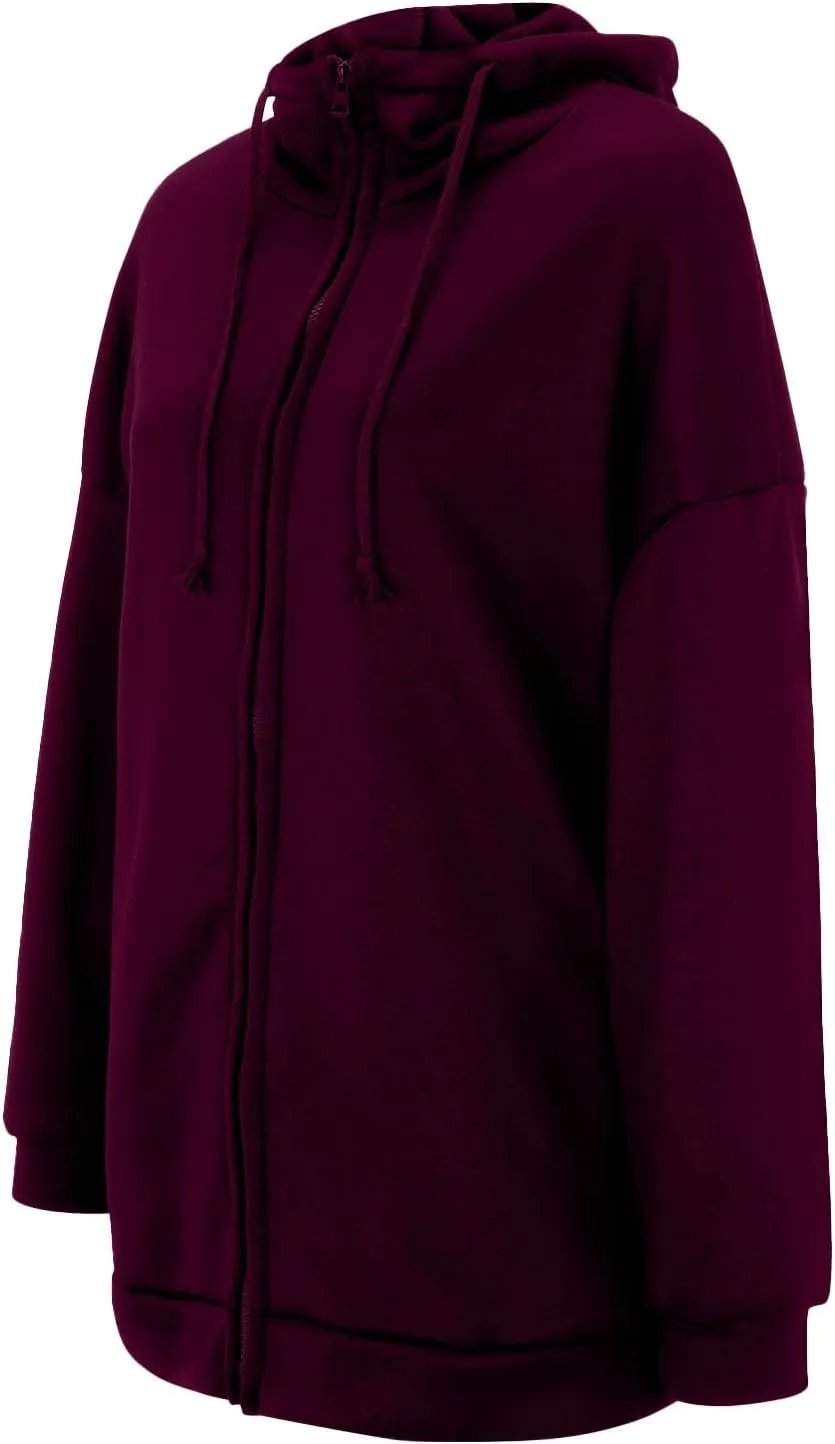 Womens Hoodies Fashion Sweatshirts Full Zip Up Winter Fleece Pullover Hoodies Fall Long Jackets with Pockets